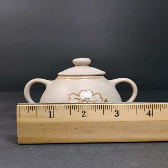 Vtg Pigeon Forge Pottery Coffee Tea Pot & Sugar Bowl Set Enamel Dogwood Flower - Picture 11 of 12